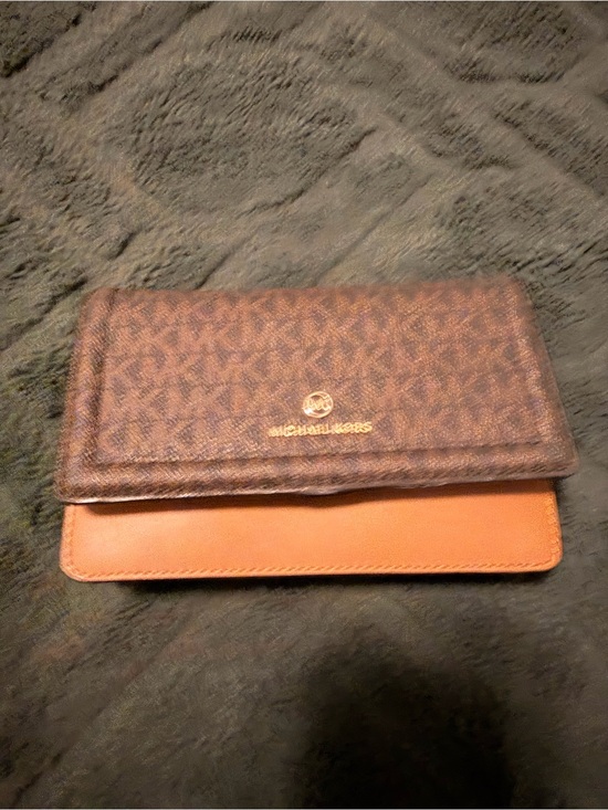 Michael Kors Handbags - Michael Kors Brown and Tan Crossbody Wallet